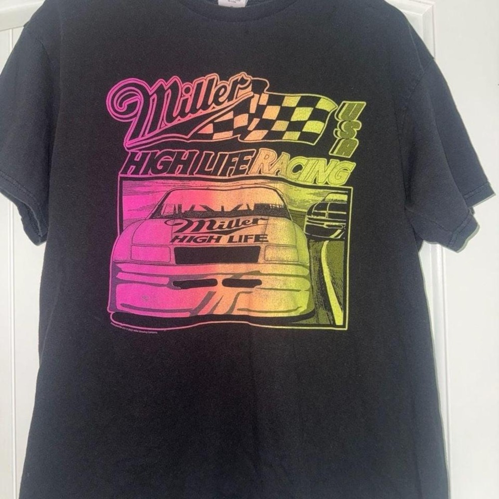 Junk Food Miller High Life Racing Neon Graphic T-Shirt Size M